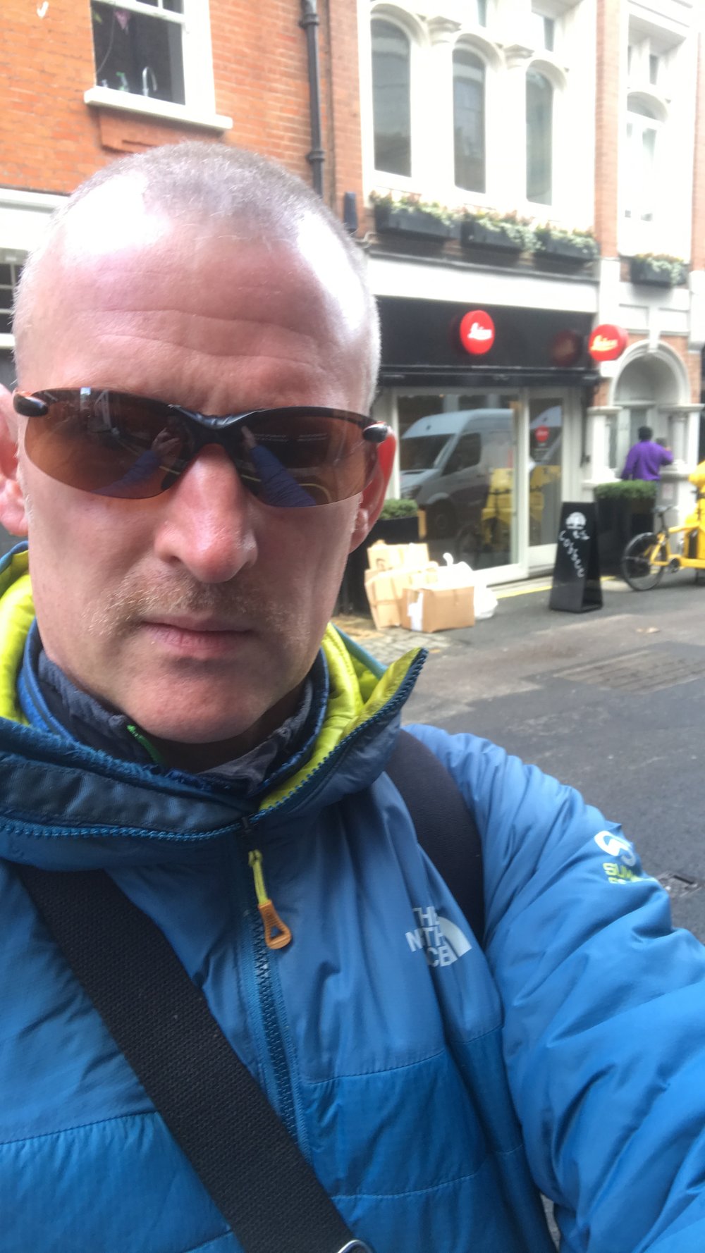   iPhone selfie — my first visit to the Leica Store in Bruton Place  